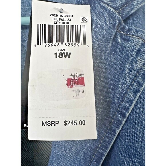 Lauren Ralph Lauren Women's Plus Size One-Button Denim Blazer size 18W - Picture 9 of 12